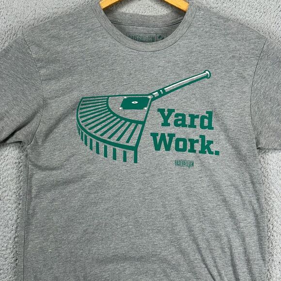 Baseballism T-Shirt Adult Small Grey Yard Work Crew Neck‎ Short Sleeve Tee Mens - Picture 1 of 8